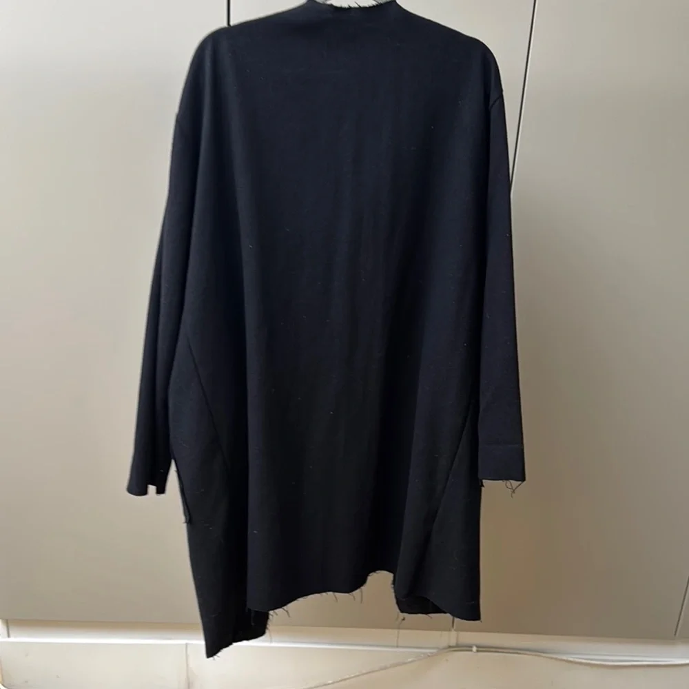 Urban Renewal Vintage Fabric Black Trench Coat Longline Style - Picture 10 of 14